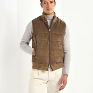 Brown alcantara vest - Made in Italy