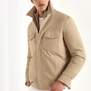 Taupe suede shirt jacket - Made in Italy