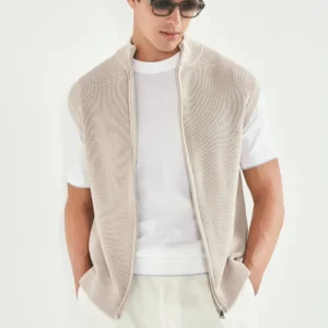 Beige knitted vest - Made in Italy