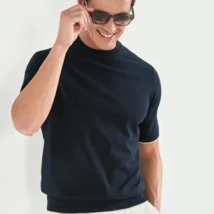Blue high neck t-shirt - Made in Italy