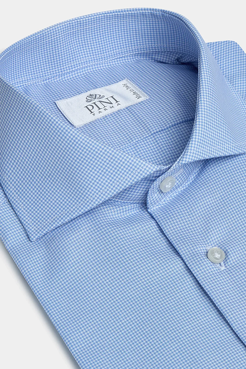 Houndstooth Light Blue Shirt - Made in Italy - Image 5