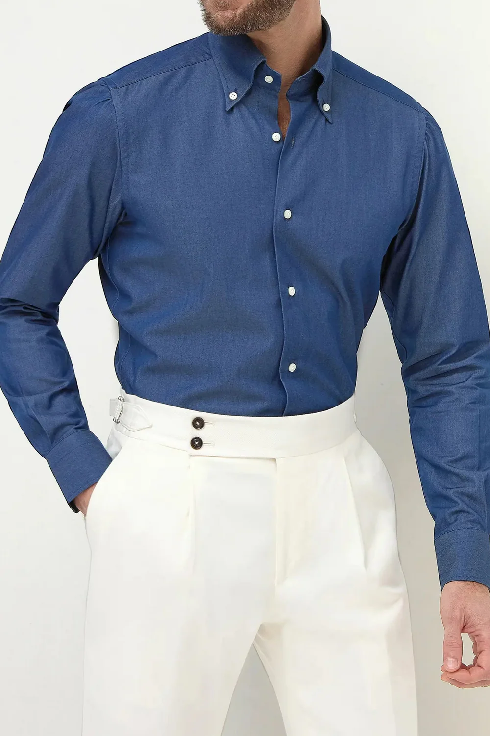Button down denim shirt ”Sartoriale collection” - Made In Italy