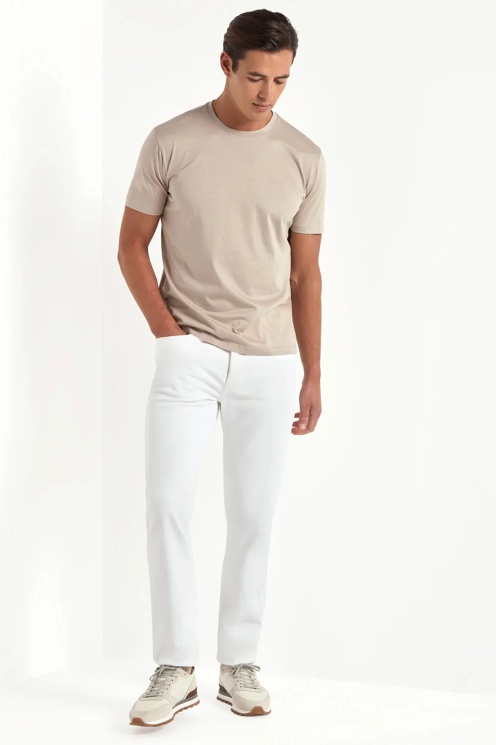 Taupe jersey t-shirt - Made in Italy - Image 2