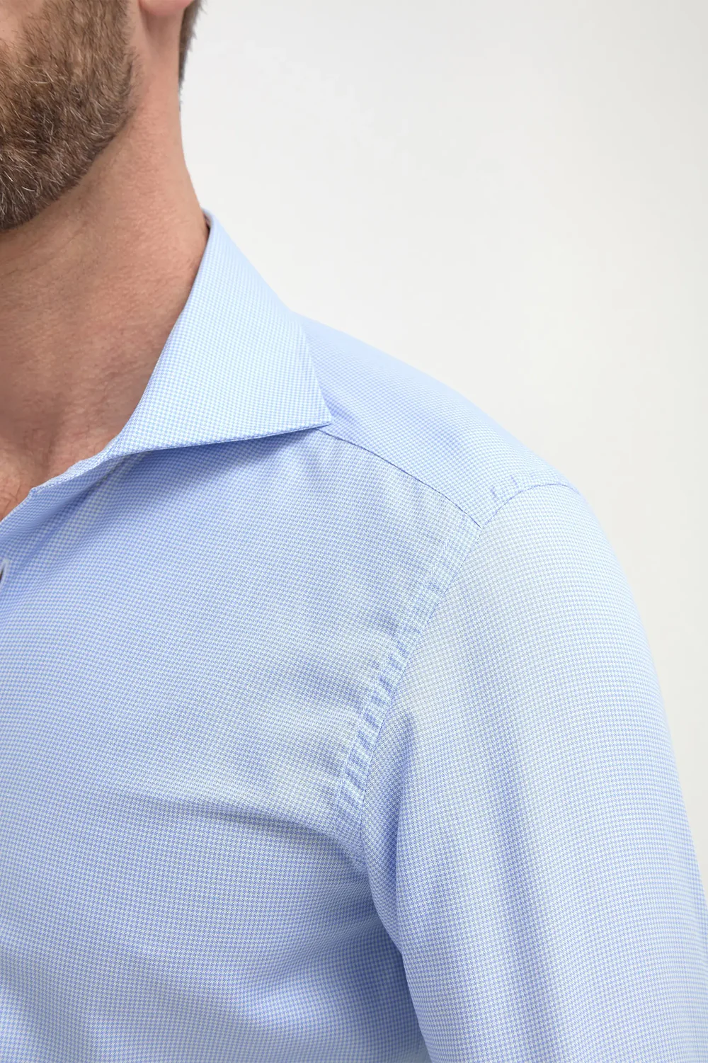 Houndstooth Light Blue Shirt - Made in Italy - Image 2
