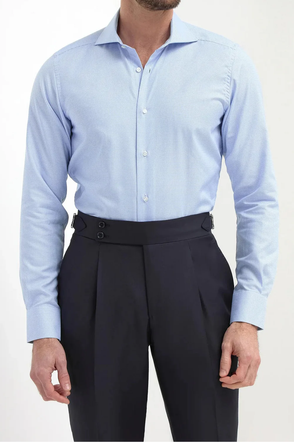 Houndstooth Light Blue Shirt - Made in Italy - Image 3