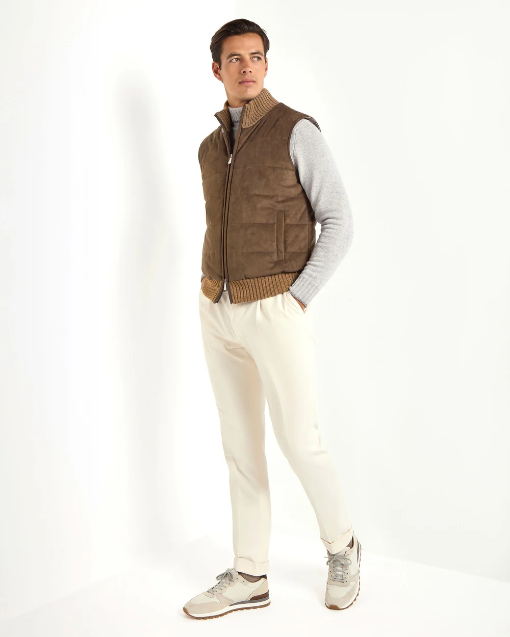 Brown alcantara vest - Made in Italy - Image 4